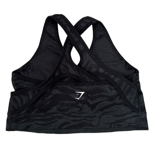 Gymshark Adapt Animal Seamless Sports Bra In Black & Gray Size XS - Picture 2 of 5